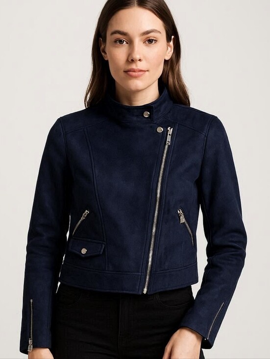 Banana Republic Jackets & Blazers - 🎉Host Pick🎉 Banana Republic Navy Blue Vegan Suede Biker Jacket